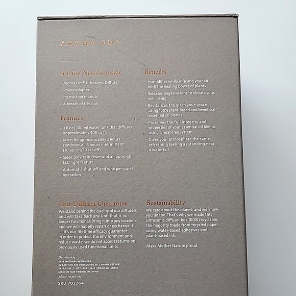 SAJE Aroma OM Gold Marble Limited Edition Ultrasonic Mist Diffuse3 - Picture 7 of 8